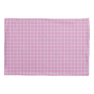 Pink Rose and White Plaid Gingham Pillowcase