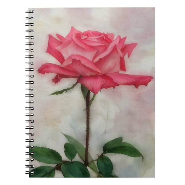 Pink Rose Art Flower Journal Notebook (Front)