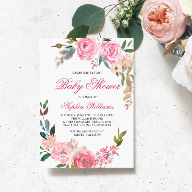 Pink Rose Baby Shower Invitation (Creator Uploaded)