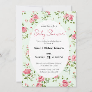 Pink Rose Baby Shower Invitation