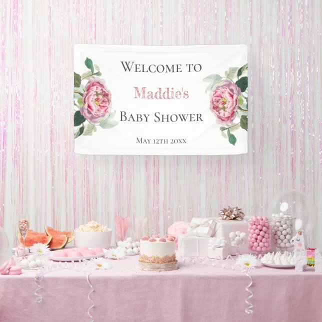 Pink Rose | Baby Shower Welcome  Banner (Party)
