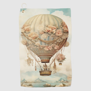 Pink Rose Balloon Pastel Teal Victorian Fairy Tale Golf Towel