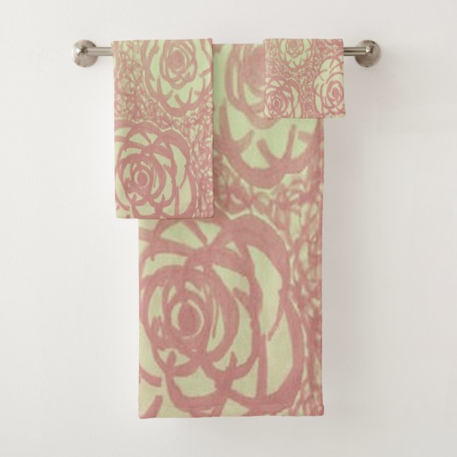 Pink Rose Bath Towel Set (Insitu)