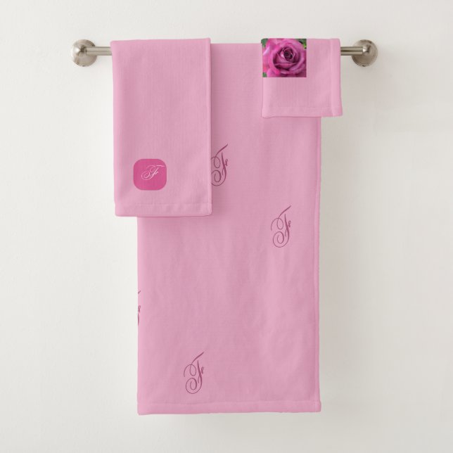 Pink Rose Bath Towel Set (Insitu)