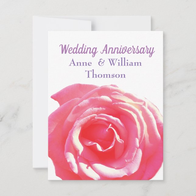 Pink Rose beautiful Anniversary Invitations (Front)