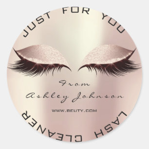 Pink Rose Beauty Glitter Blush Lash Makeup Cleaner Classic Round Sticker
