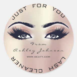 Pink Rose Beauty Glitter Coral Lash Makeup Cleaner Classic Round Sticker
