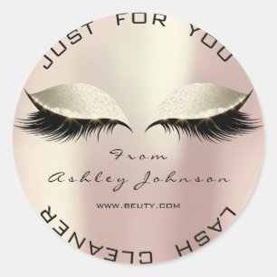 Pink Rose Beauty Glitter Ivory Lash Makeup Cleaner Classic Round Sticker