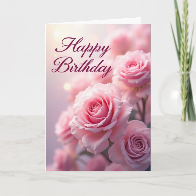 Pink Rose Birthday Card (Front)