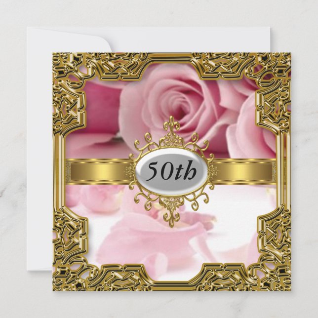 Pink Rose Birthday Party Glamour Hot Invitation (Front)