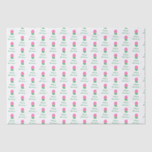 Pink Rose Birthday White Tissue Paper