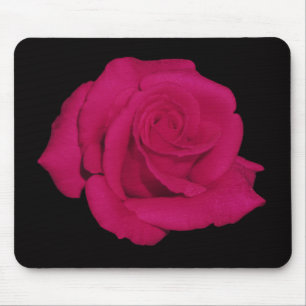 Pink rose, black background mousepad (gifts)