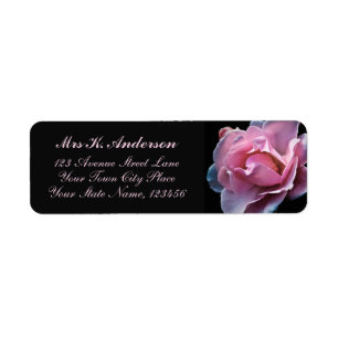 Pink Rose Black Photo Personalised Stationery Name