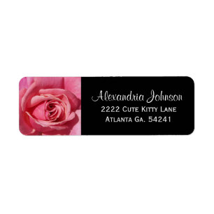 Pink Rose:  Black Return Address Labels