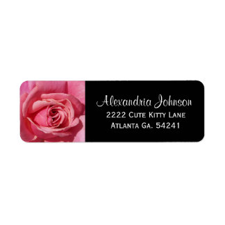 Pink Rose:  Black Return Address Labels