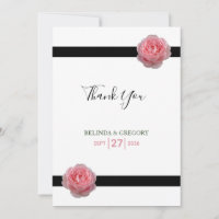 Pink Rose Black Ribbon Wedding