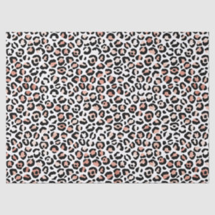 Pink Rose Black White Leopard   Tissue Paper