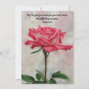 Pink Rose Blessing Faith Flat Note Card