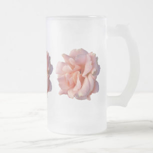 pink rose bloom frosted glass beer mug
