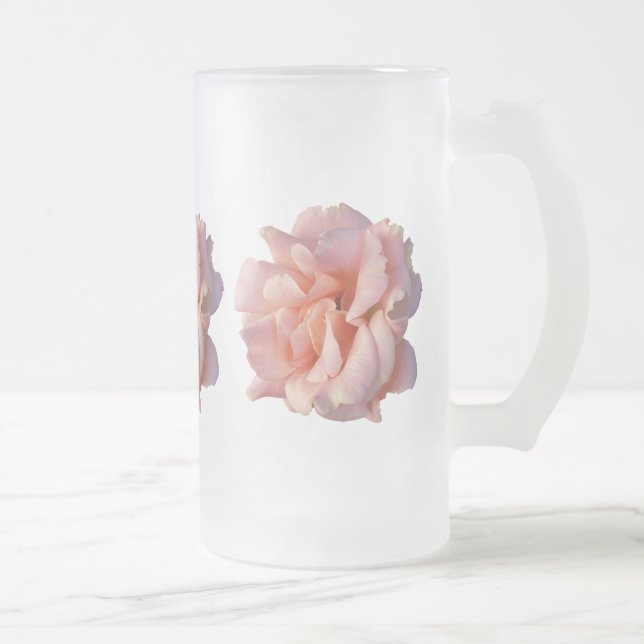 pink rose bloom frosted glass beer mug (Right)