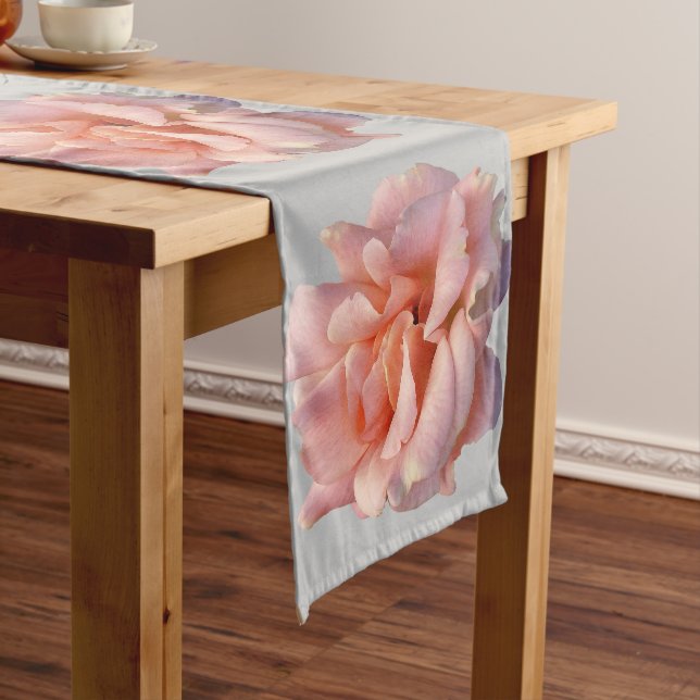 pink rose bloom long table runner (In Situ)