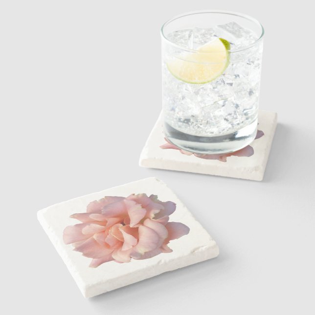 pink rose bloom stone coaster (Side)