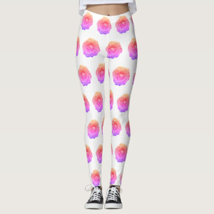 Pink Rose Blossom Pattern Leggings