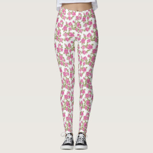 Pink Rose Blossoms Leggings
