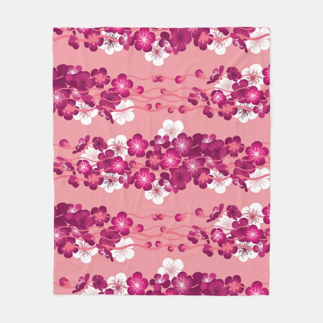 Pink rose blossoms: seamless background. fleece blanket (Front)