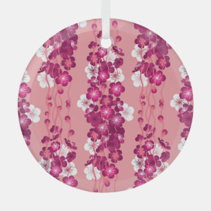 Pink rose blossoms: seamless background. glass tree decoration