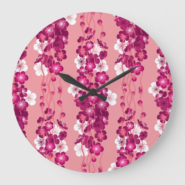 Pink rose blossoms: seamless background. large clock (Front)