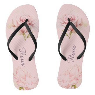 Pink rose blush flip flops