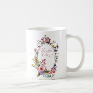 Pink Rose Blush Floral Bridesmaid Coffee Mug