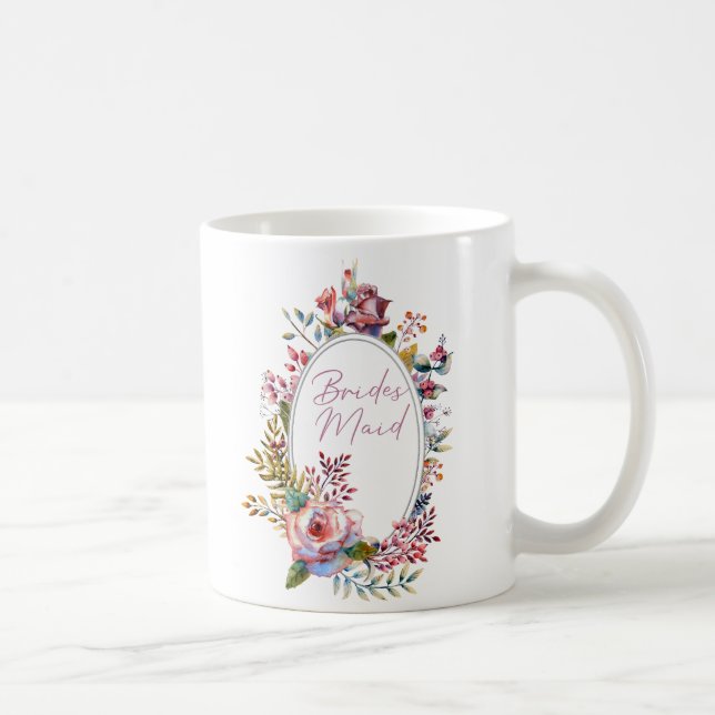 Pink Rose Blush Floral Bridesmaid Coffee Mug (Right)
