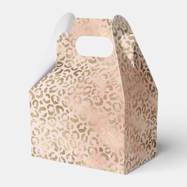 Pink Rose Blush Gold Leopard Animal Print Favour Box (Front Side)