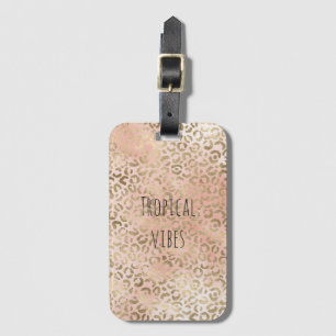 Pink Rose Blush Gold Leopard Animal Print Luggage Tag