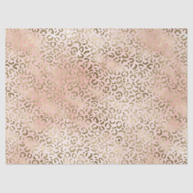 Pink Rose Blush Gold Leopard Print   Tissue Paper (Front)
