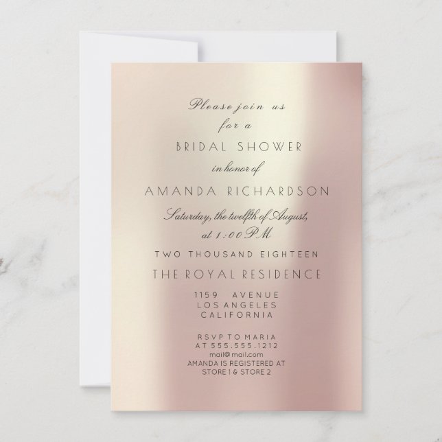 Pink Rose Blush Pastel Pearly Bridal Shower Invitation (Front)