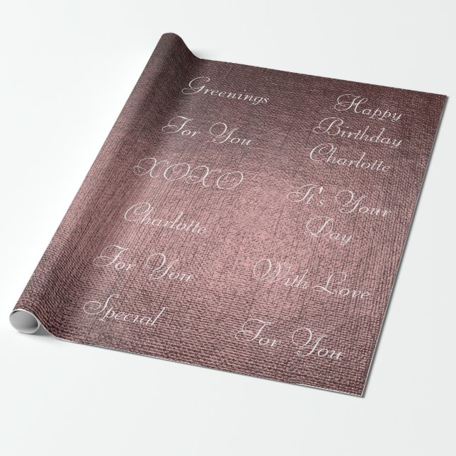 Pink Rose Blush White Chic Custom Personalized Wrapping Paper (Unrolled)