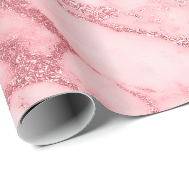Pink Rose Blush White Marble Molten Pastel VIP Wrapping Paper (Roll Corner)