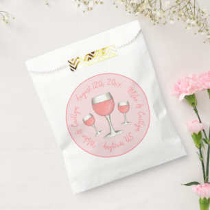 Pink Rosé Blush Wine Glass Wedding Bridal Shower Favour Bags