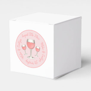 Pink Rosé Blush Wine Glass Wedding Bridal Shower Favour Box