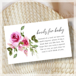 Pink Rose   Book Request Baby Shower  Enclosure Card