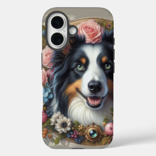 Pink Rose Border Collie iPhone / iPad case