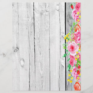 Pink rose border on wood