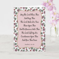 Pink Rose Bordered Aaronic Blessing Card
