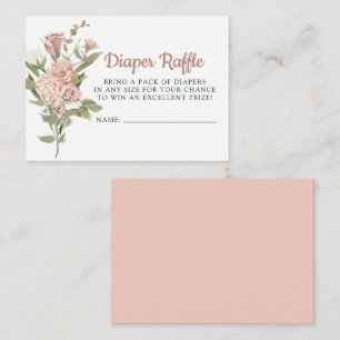 Pink Rose Botanical Diaper Raffle Baby Shower Enclosure Card