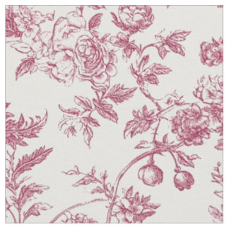 Pink Rose Botanical Toile Fabric