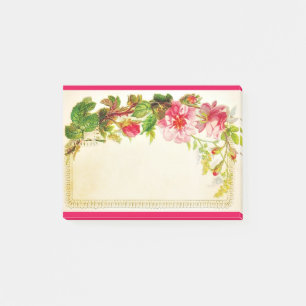Pink Rose Bough Vintage Style Post-it® Notes 4 x 3