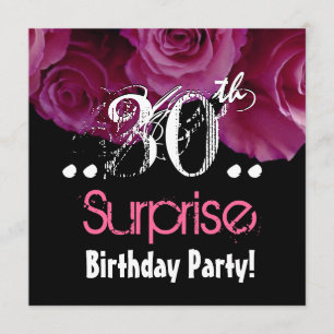 Pink Rose Bouquet 30th Surprise Birthday Template